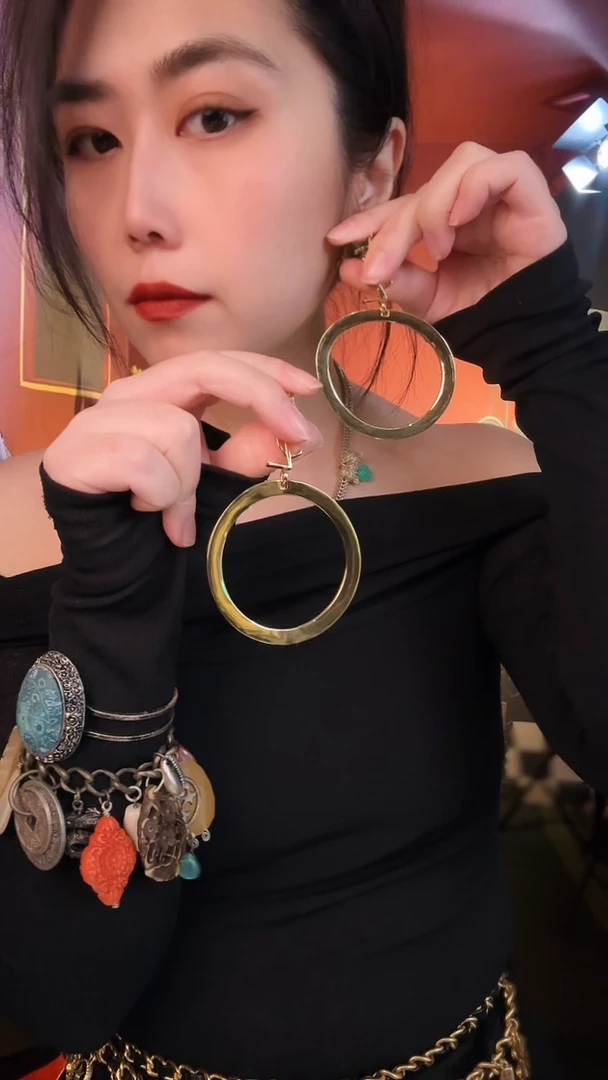 合金无合金复古百搭素金大圈耳针