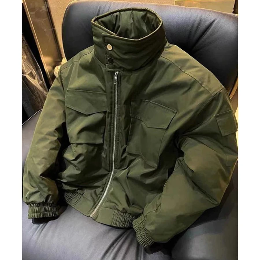 美式bomber立领短款工装骑兵棉服男装冬季保暖棉衣高级感飞行夹克