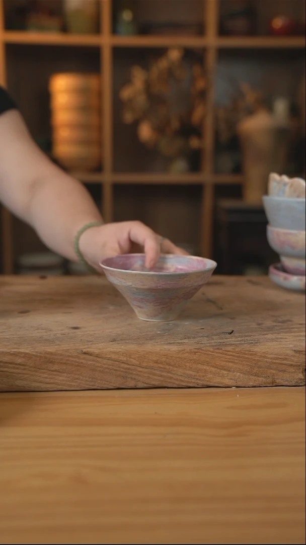 紫色系列的镂空冰激凌小碗