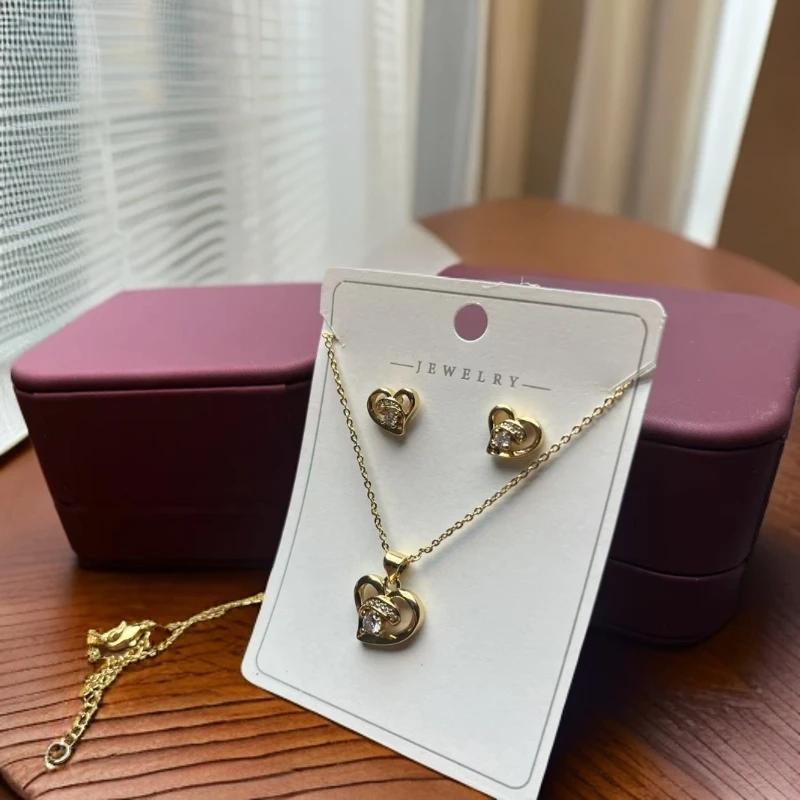 合金项链 【A808韩版甜美爱心项链 个性镶钻锆石项链百搭】时尚