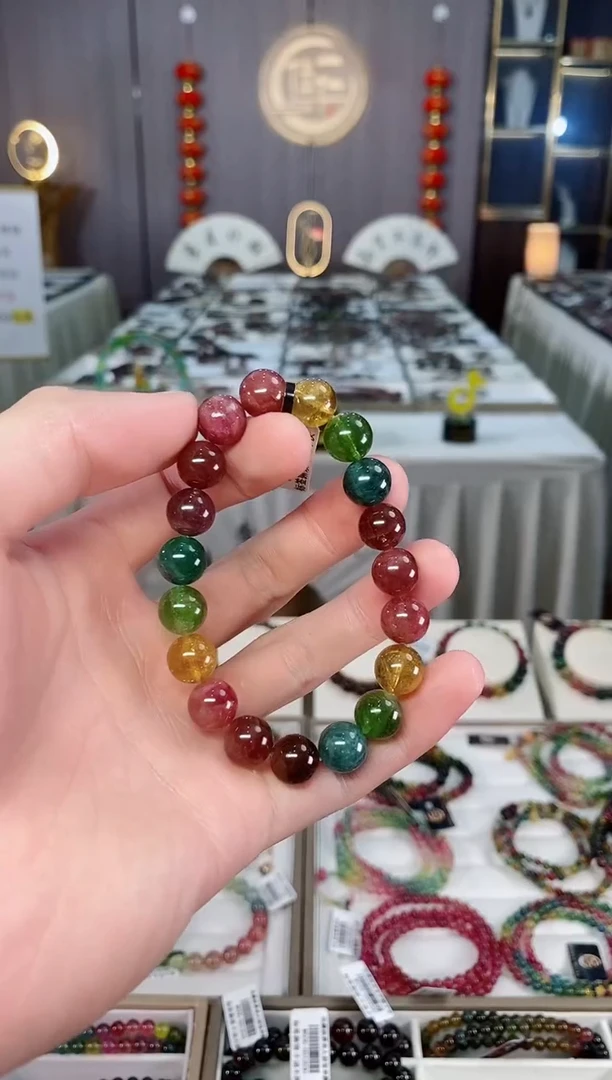 未镶嵌收藏级老矿碧玺单圈手串10mm+碧玺xion多样性发货一条