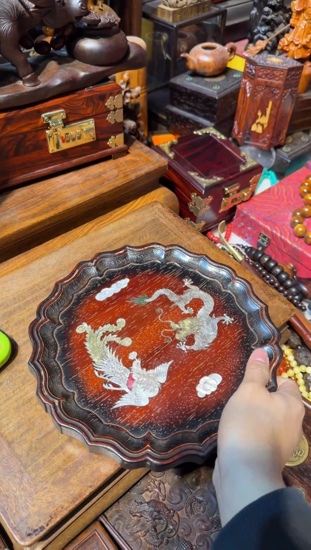 木岁*紫檀 圆茶盘