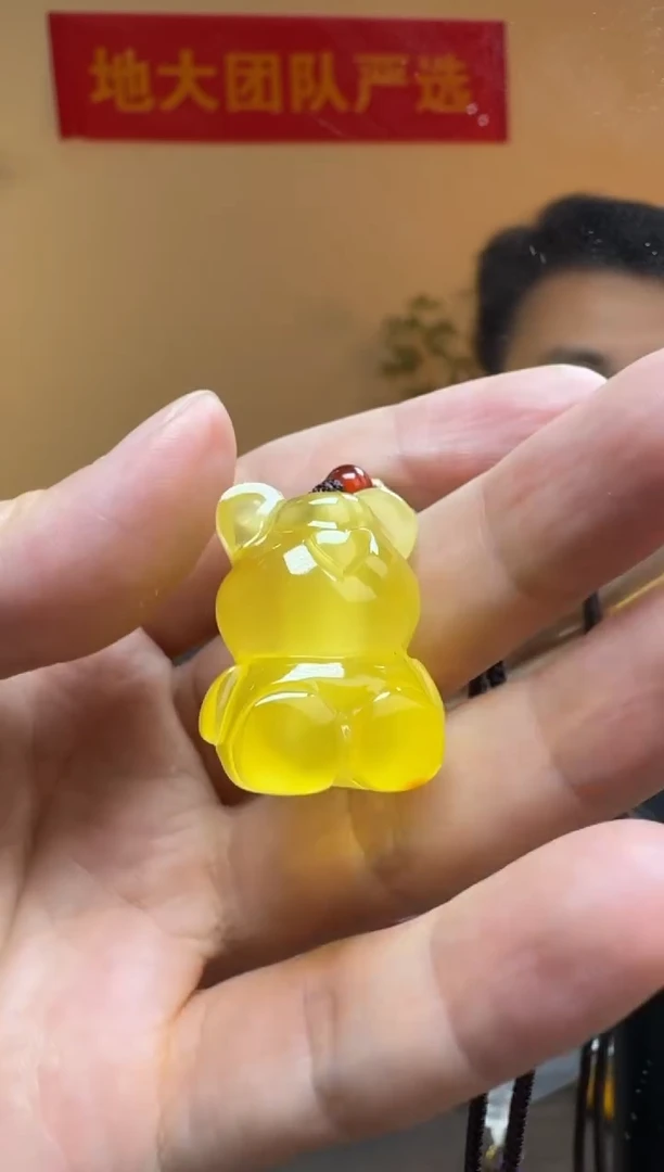 琥珀吊坠(不含链)未镶嵌蜜蜡立体小熊2号