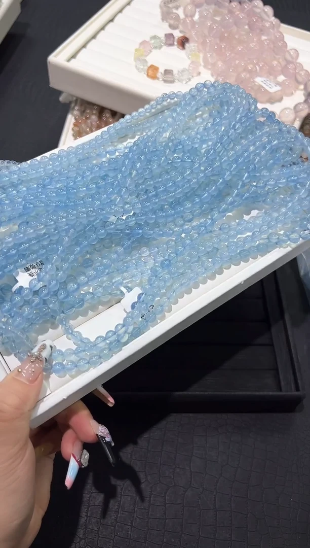 合成（培育）海蓝宝石未镶嵌65b多样性发其一【1条】默认微瑕6mm