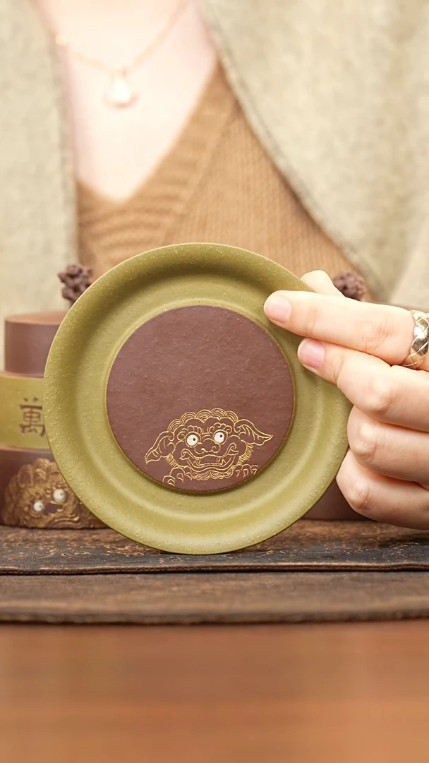紫砂茶叶罐豆青泥小壶承