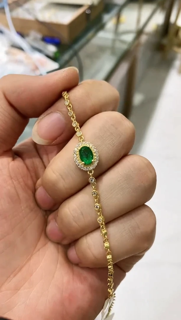 【闪购商品】祖母绿手链银S925镶嵌手链