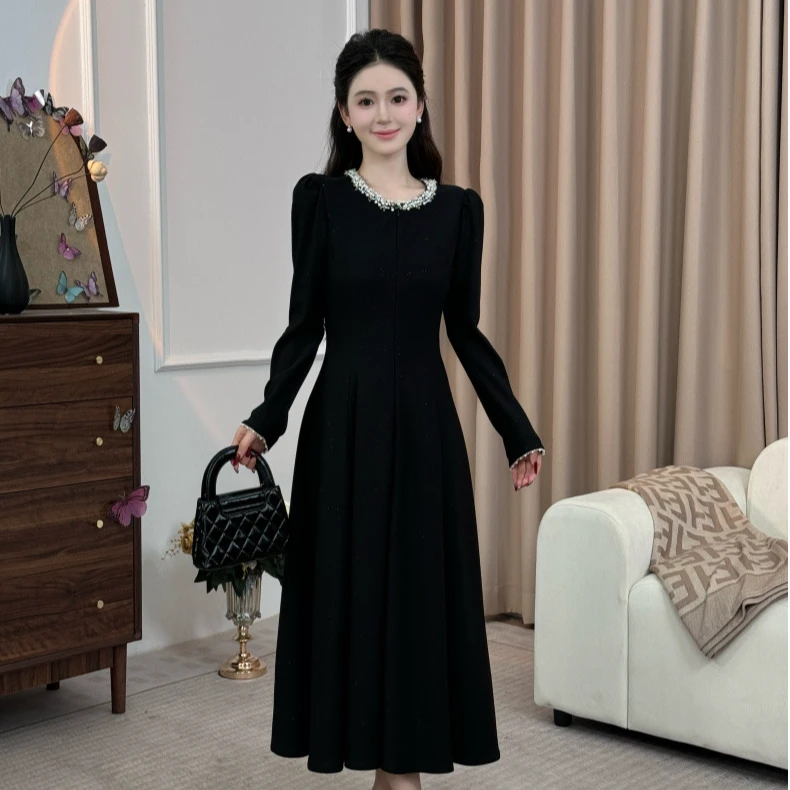 【青苍】花老爷法式重工赫本风显瘦大码连衣裙LPP61360