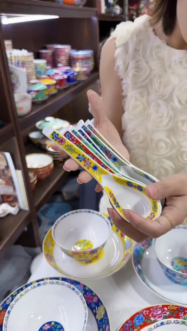 珐琅勺子6个景德镇餐具