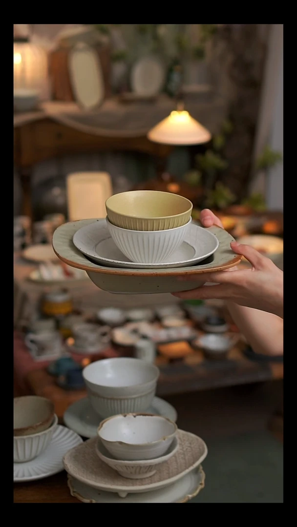 陶听溪陶瓷工作室  碗2个盘2个