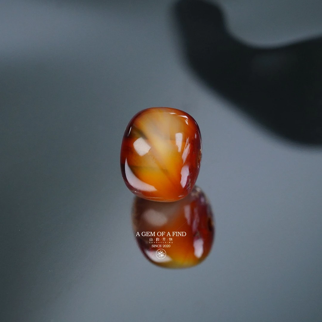 山和开物｜8.6mm紫沁红沁溶洞拉丝妖花老型文玩配饰 天然琥珀蜜蜡