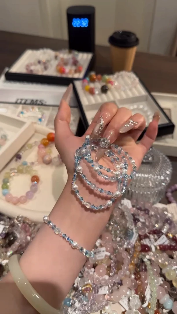 水晶手链合金海蓝宝x1731