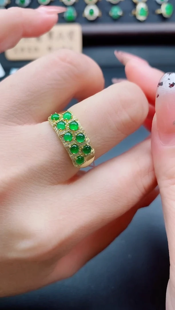 银S925镶嵌戒指翡翠1