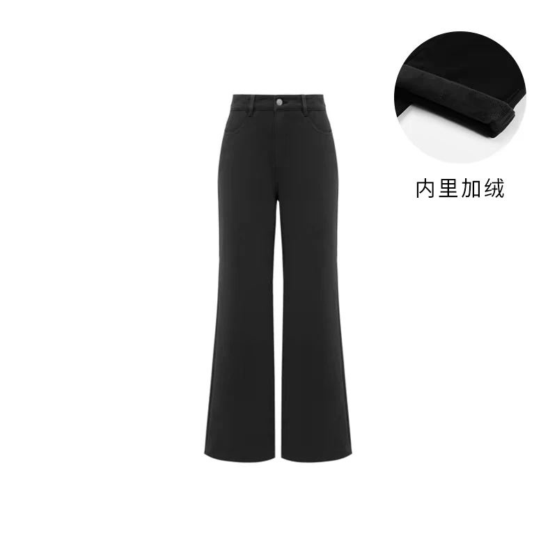 【将军】EP608EP雅女装 宽松阔腿直筒牛奶绒牛仔裤长裤 商场同款