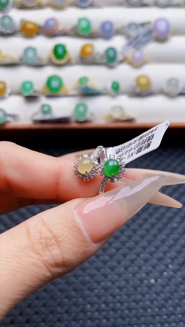 银S925镶嵌戒指翡翠2489