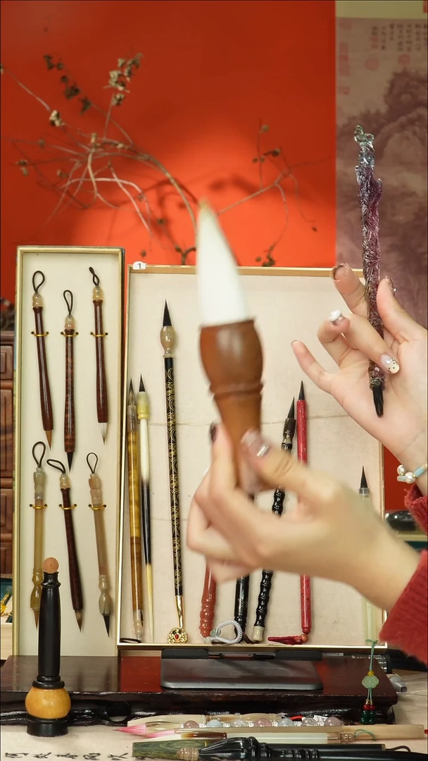 102号闪孤品高货毛笔链接 清水试笔 蘸墨不退