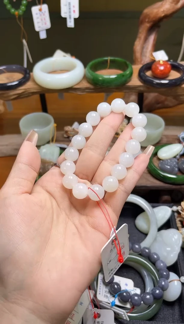 未镶嵌手串和田玉卡12青海野牛沟 圆珠
