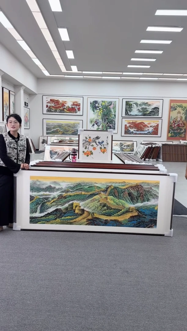 国画手绘  万里长城  219*88