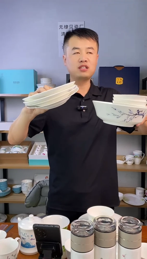 瓷花枝俏花色四盘四碗一汤碗组合一套