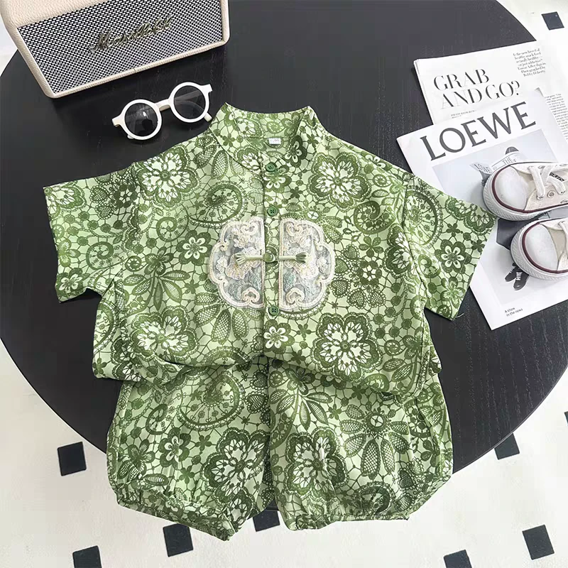 男童夏季套装2025新款新中式儿童夏装短袖短裤国风宝宝两件套