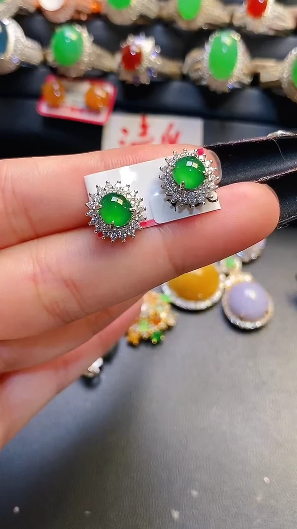 银S925镶嵌戒指翡翠天然