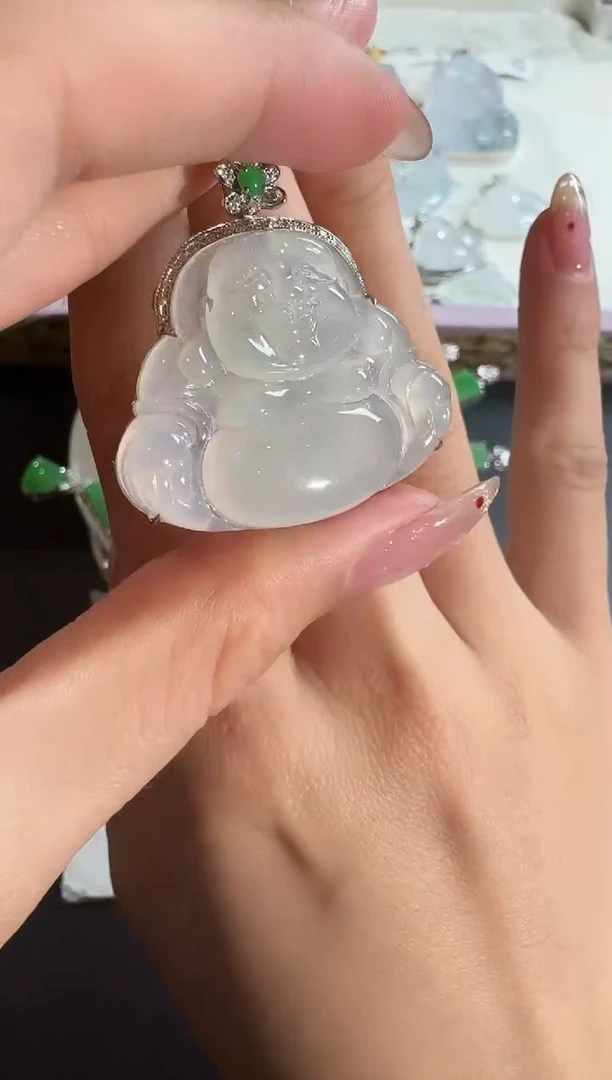 【闪购商品】翡翠吊坠(不含链)18K金镶嵌【源头工厂】钻石镶嵌