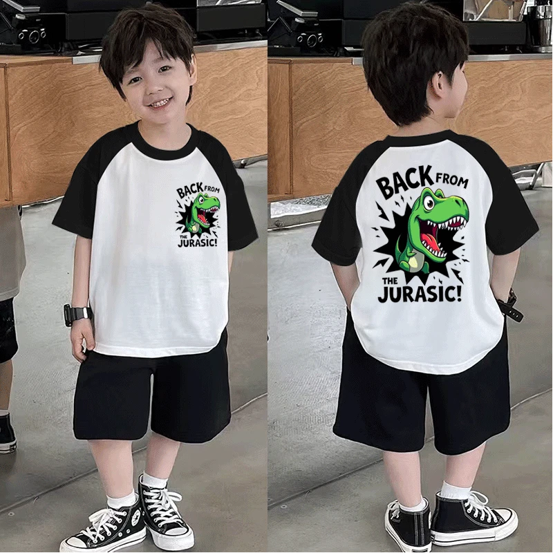儿童恐龙纯棉短袖T恤男童2025夏季新款休闲百搭潮流酷帅半袖韩版t