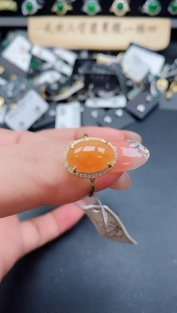 银S925镶嵌戒指翡翠1