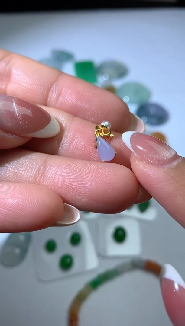 颈饰银S925镶嵌翡翠净货