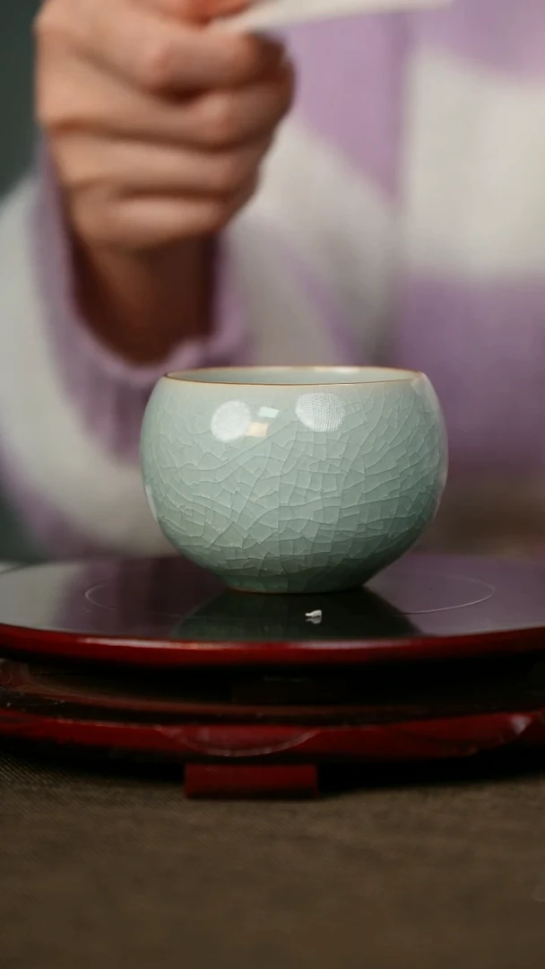 樊立 鱼鳞冰花 禅定杯 带底款