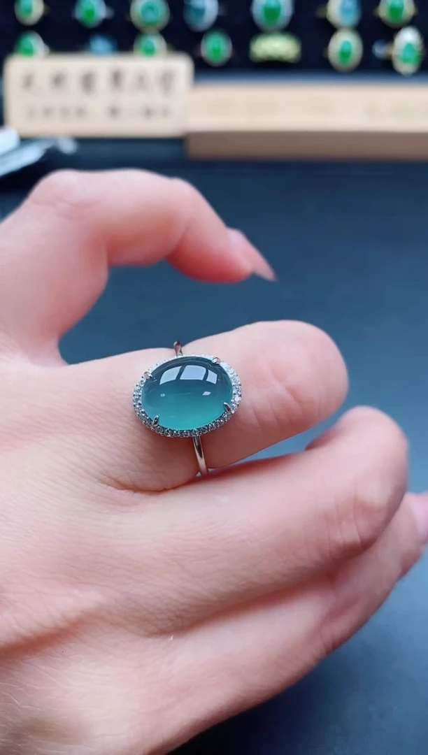 银S925镶嵌戒指翡翠1