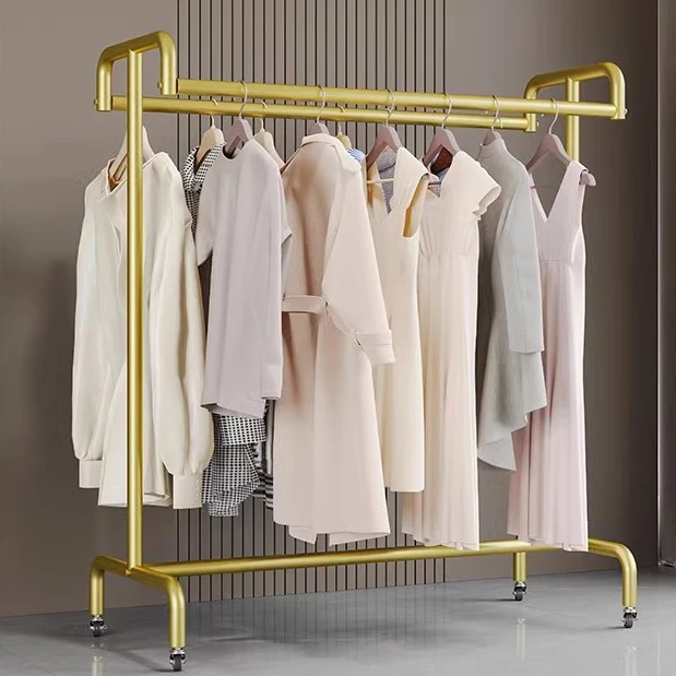 简易衣帽架晾衣架落地家用简易卧室挂衣杆室内衣服不占收纳置物架