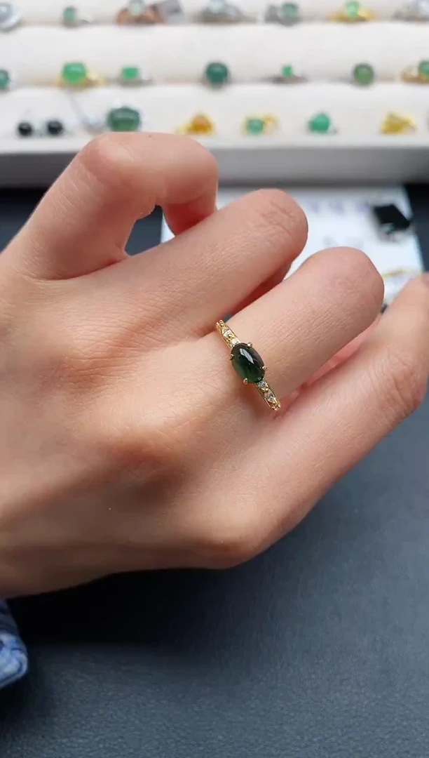 银S925镶嵌戒指翡翠444444444+1