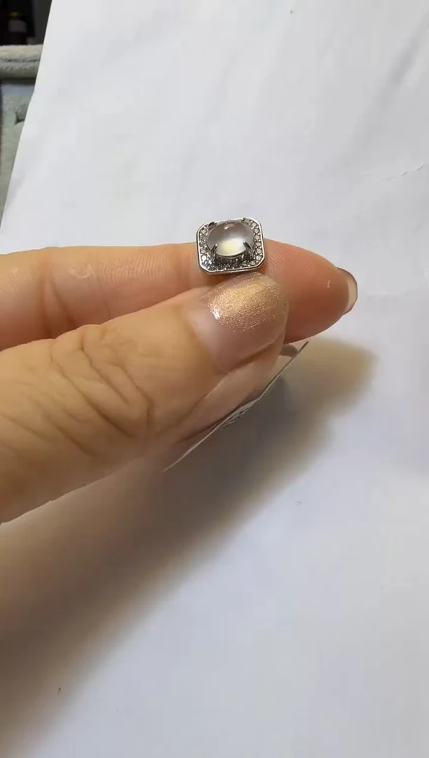 银S925镶嵌戒指翡翠925银镶缅甸A货翡翠戒指