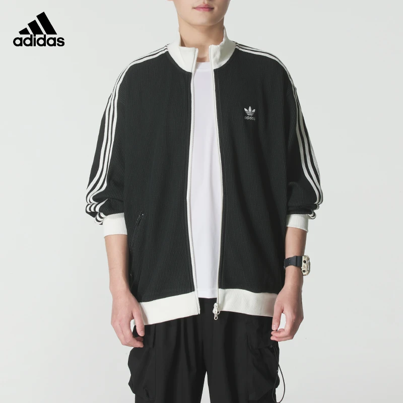 【流光风】阿迪达斯三叶草外套男装潮流时尚华夫格夹克运动服KC2619