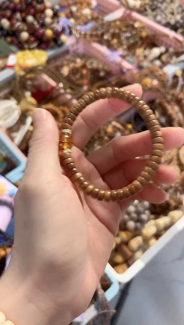 手串琥珀（花珀）未镶嵌库克药片搭配琥珀花珀7*3.5mm