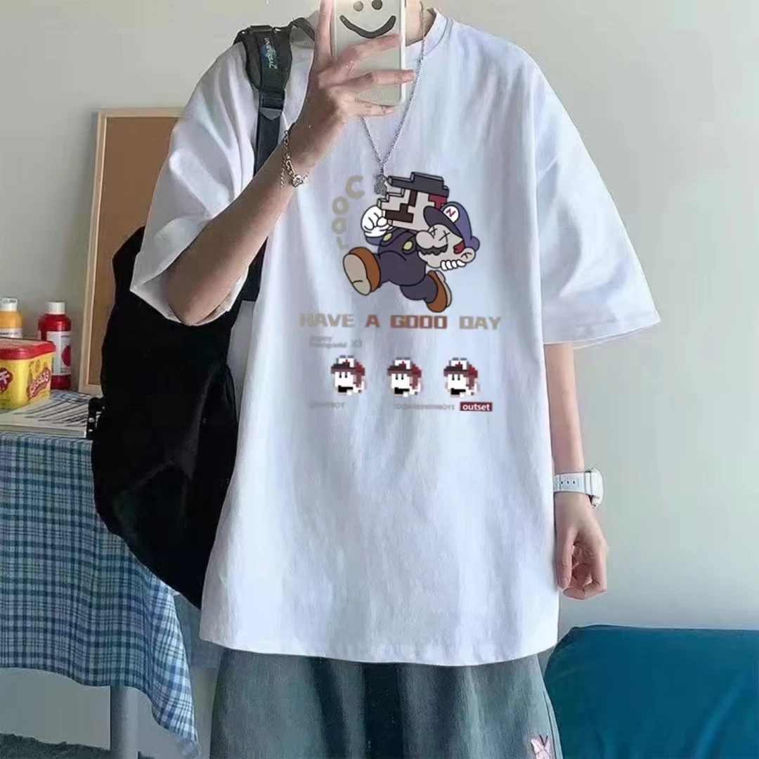 短袖t恤男士夏季2025新款宽松潮牌休闲百搭上衣宽松半袖青年潮流