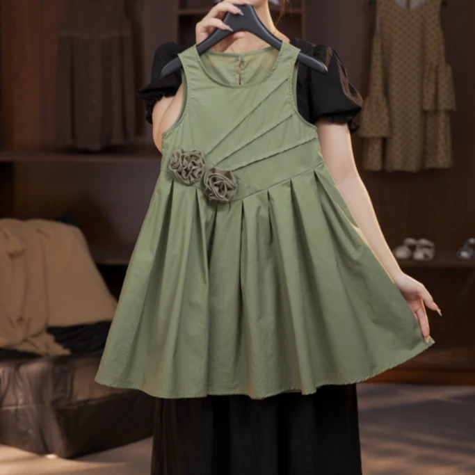 2025【J】夏季女童气质无袖休闲时尚洋气小众设计师新款连衣群1596