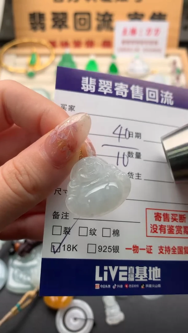 翡翠18K金镶嵌颈饰10134305