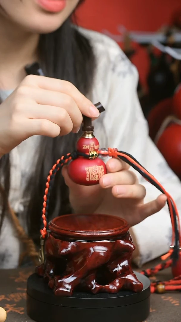 手工雕刻 中药煮色 开口小葫芦