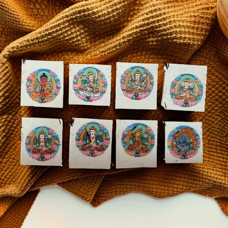 圆八大守护 师傅手绘唐卡 唐卡