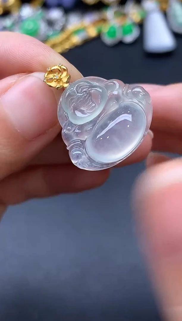 颈饰18K金镶嵌翡翠377-中国好珍宝