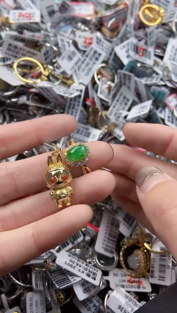 翡翠戒指银S925镶嵌6666----8
