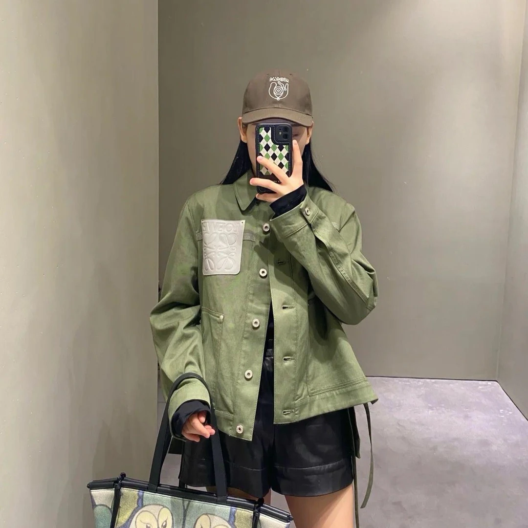 全新未使用 LOEWE/罗意威 双双臻选/BC00996/罗意威外套/绿色;38