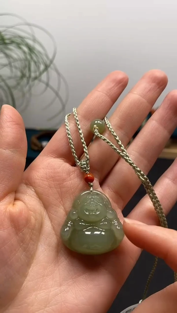 【闪购商品】和田玉颈饰未镶嵌和田玉弥勒佛吊坠脖挂（浅色）