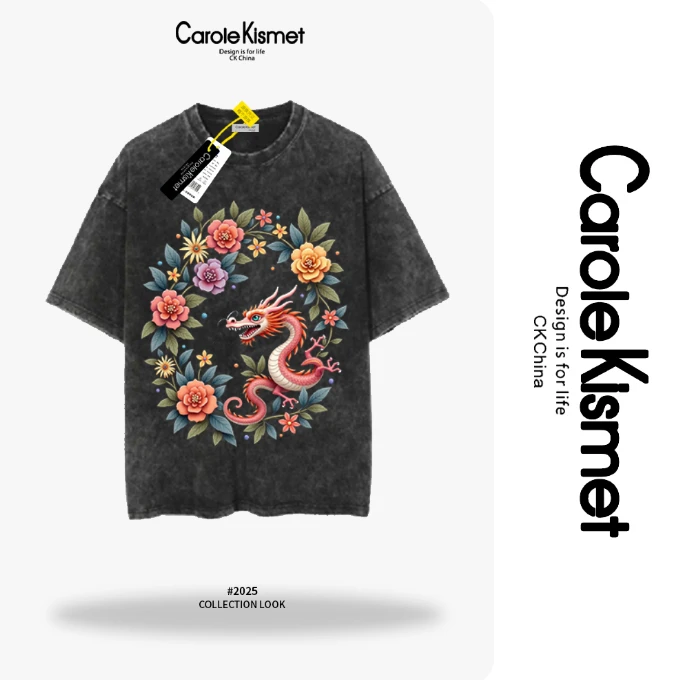 CaroleKismet【老钱风】小众新款百搭T恤圆领夏季ins男女情侣装