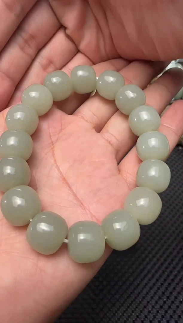 未镶嵌手串和田玉青白玉手串卡13x14