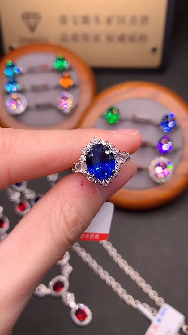 戒指蓝宝石银S925镶嵌.........