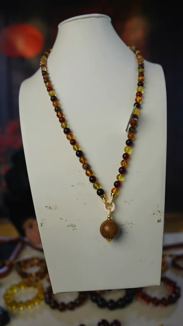 【闪购商品】琥珀颈饰未镶嵌多宝项链