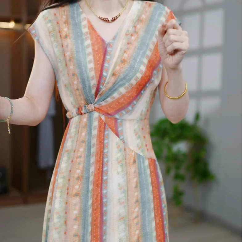 夏季新款百搭洋气减龄遮肚子显瘦连衣裙M-4XL