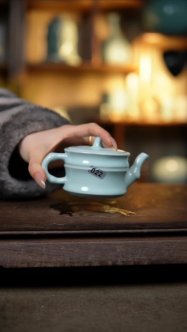 【闪购商品】杯仿古月白精工竹节壶瑕022